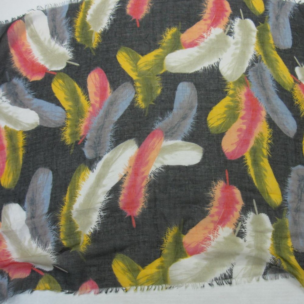 💚FEATHER Design Scarf Semi Sheer 30x70 Native